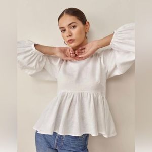 NWOT Reformation Rumi Linen Top in White